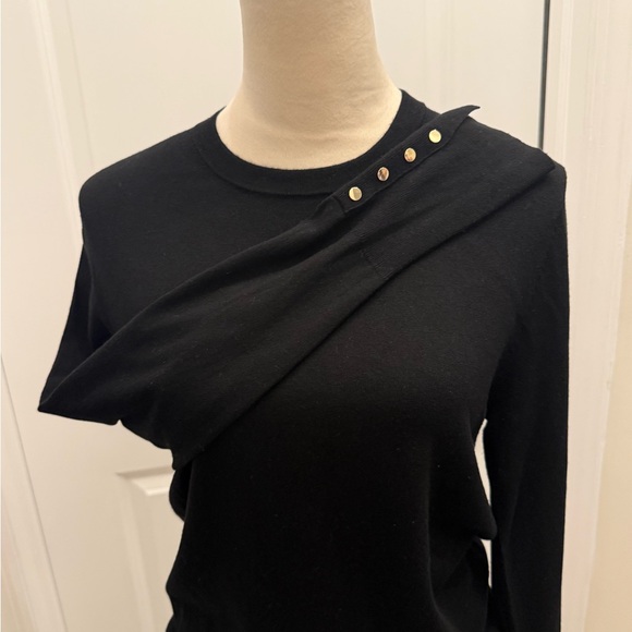 ZARA KNIT LONG SLEEVE SWEATER WITH GOLD BUTTONS LARGE BLACK - Picture 8 of 9